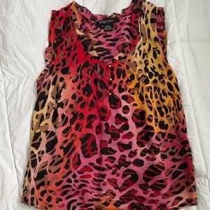 Etcetera Multicolor Animal-Print Sleeveless Camisole in Red Pink Orange Yellow